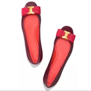 Tory Burch Leather Flat GEMINI LINK BOW Ballet